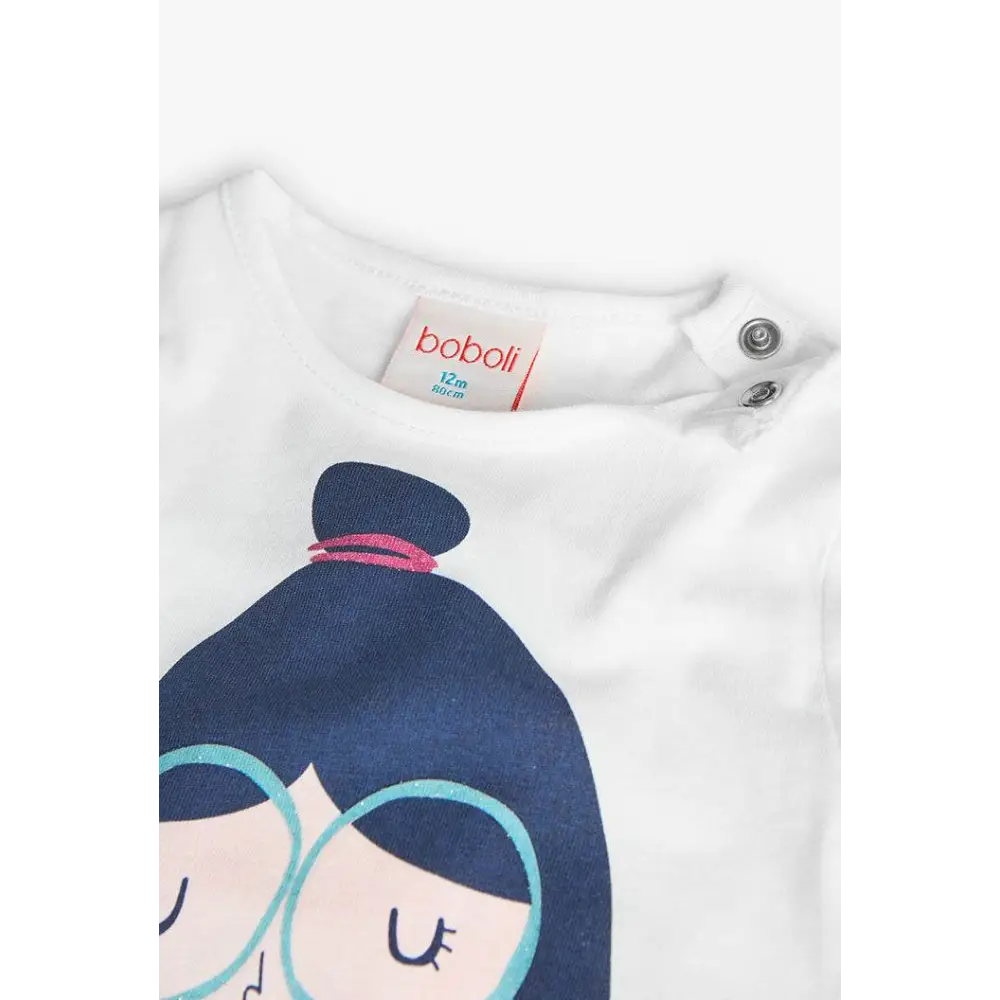 Maglietta di cotone Bianca per Bimba Boboli 299044Bia - OOPS by BabyBimbo 0-16