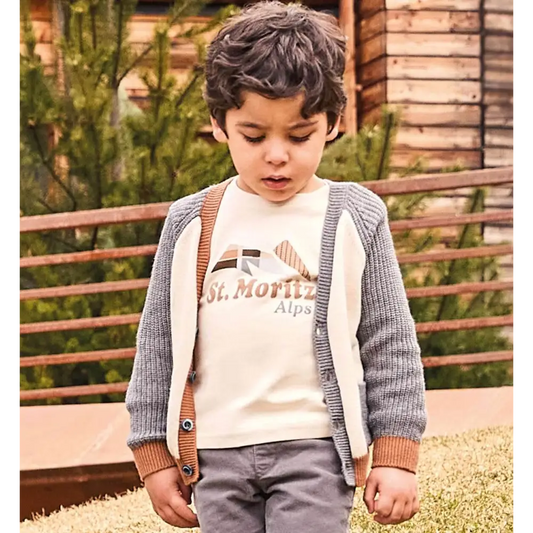 Maglietta girocollo colore Beige per bambino Da 12mesi a 8anni Sarabanda 0A148 - OOPS by BabyBimbo 0-16