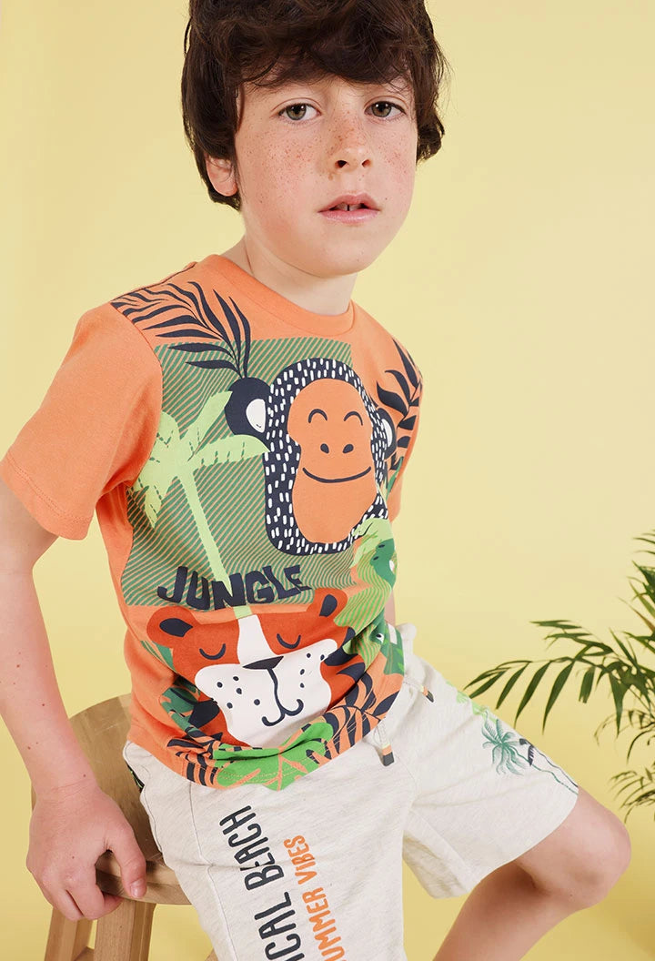 Maglietta in cotone arancione per bambino – BOBOLI