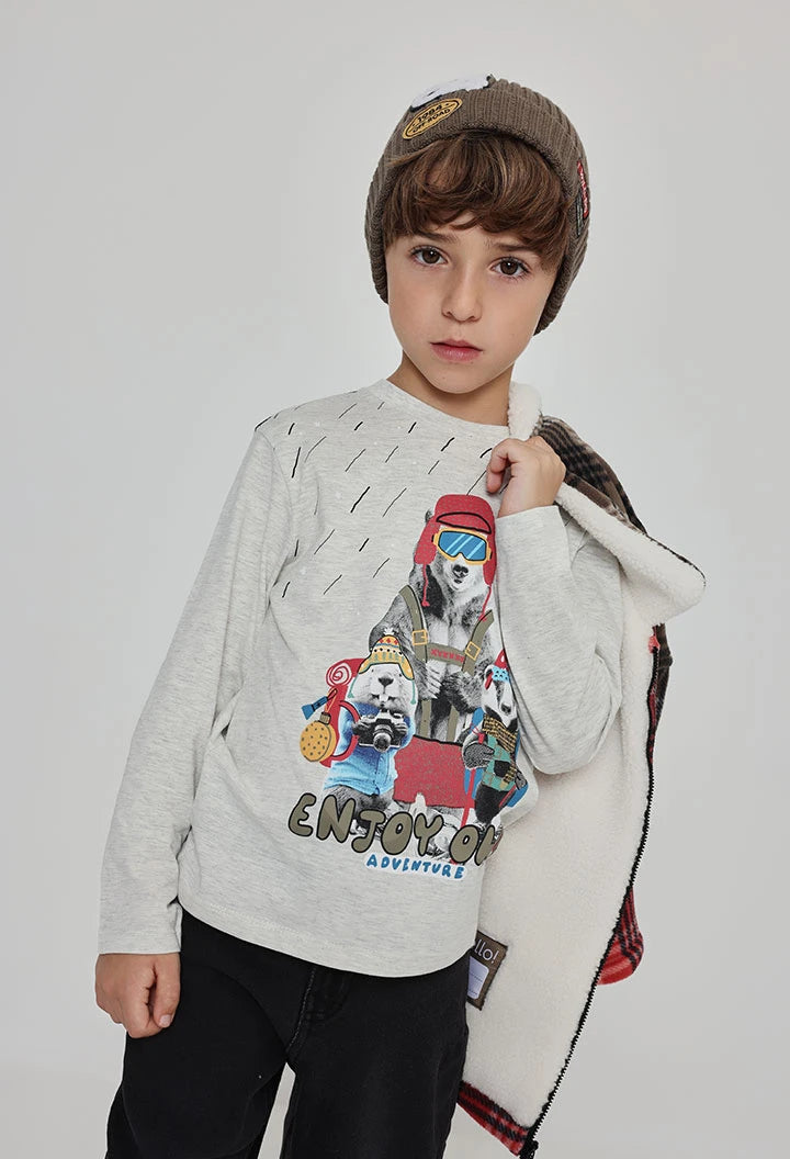 Maglietta in maglia bambino grezzo stampa animali – BOBOLI