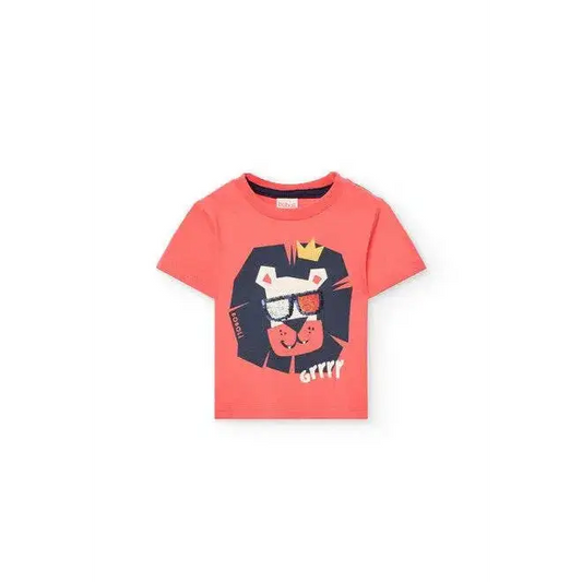 MAGLIETTA LEONE CON OCCHIALI BAMBINO Boboli arancione con stampa leone con occhiali da sole