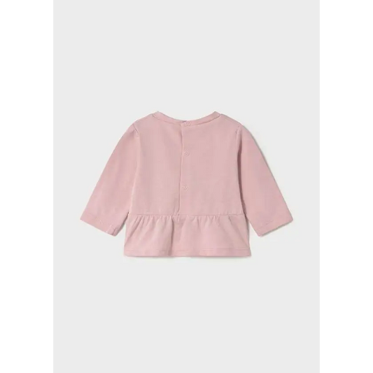Maglietta neonata manica lunga Mayoral rosa con bottoni sul retro e design semplice