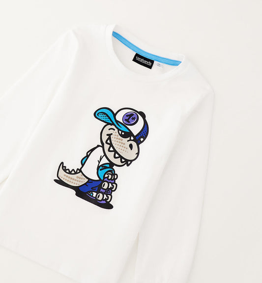 Maglia Girocollo Bambino con Stampa Dinosauro Sarabanda - OOPS by BabyBimbo 0-16