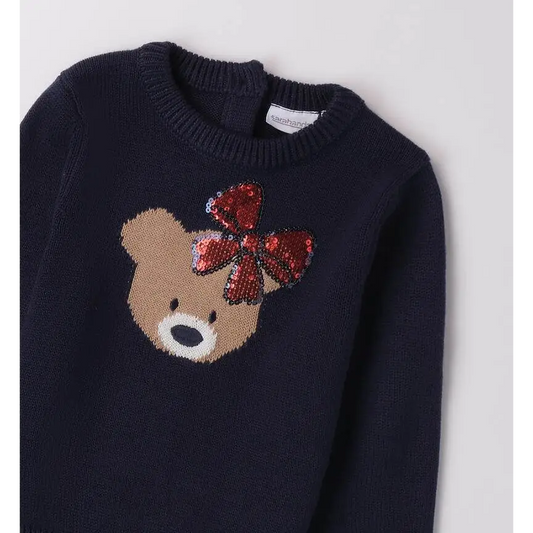 Maglioncino con orso per bambina da 18mesi a 8anni 0A316 - OOPS by BabyBimbo 0-16