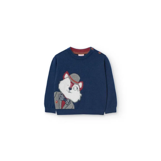 Maglione in tricot con stampa e in blu navy per Bambino da 18mesi a 8anni Boboli 719007 - OOPS by BabyBimbo 0-16