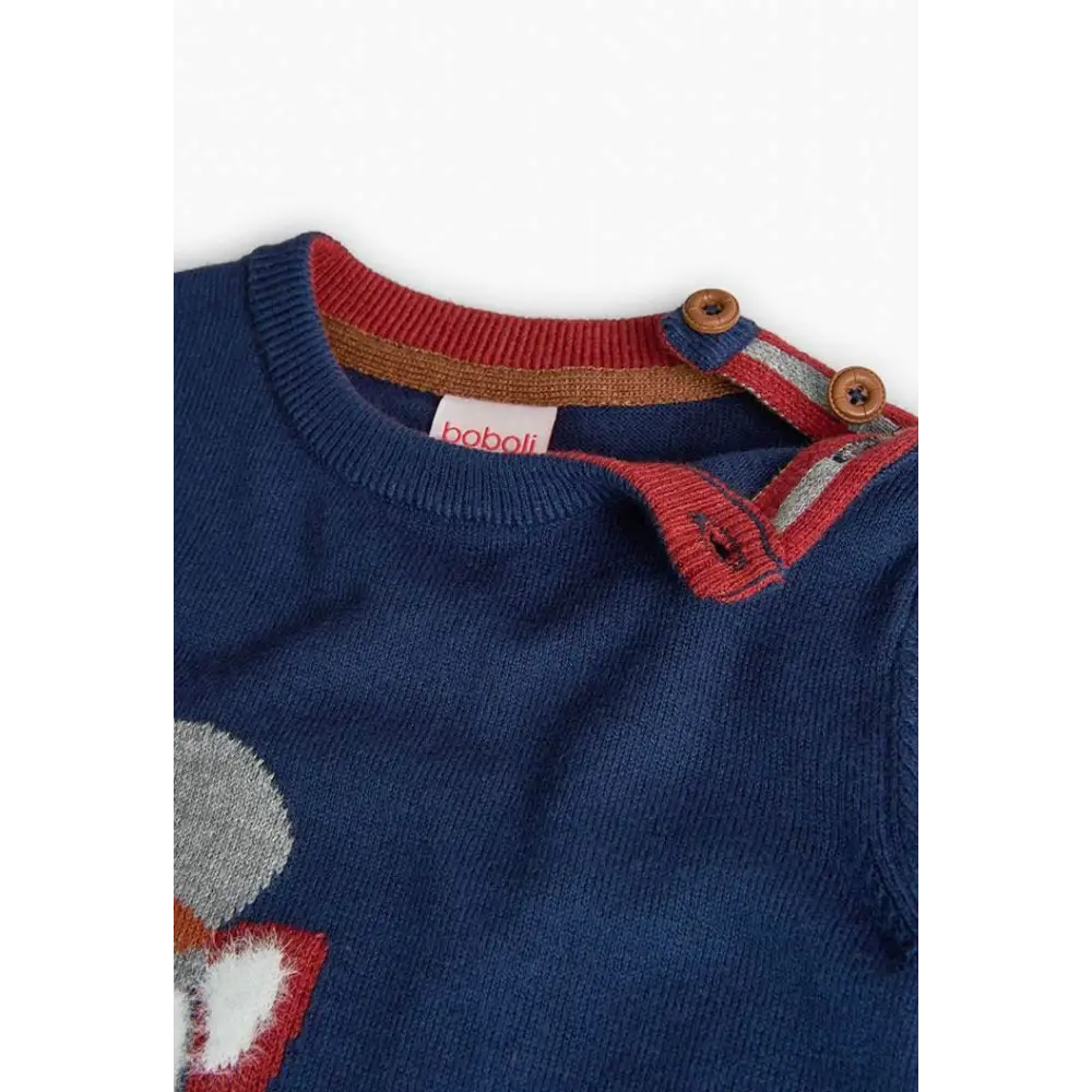 Maglione in tricot con stampa e in blu navy per Bambino da 18mesi a 8anni Boboli 719007 - OOPS by BabyBimbo 0-16