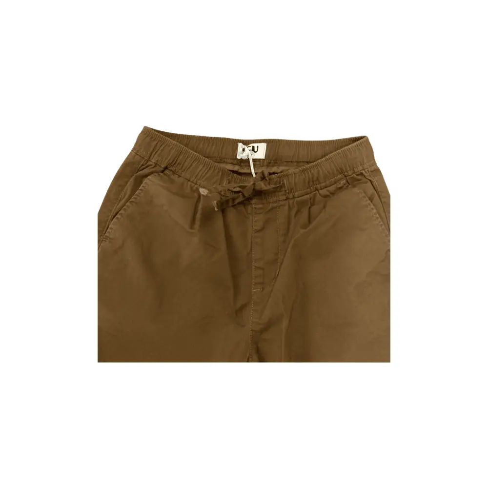 pantaloni bruciato ragazzo 8-16 anni in cotone marrone con vita elasticizzata e coulisse tasche frontali