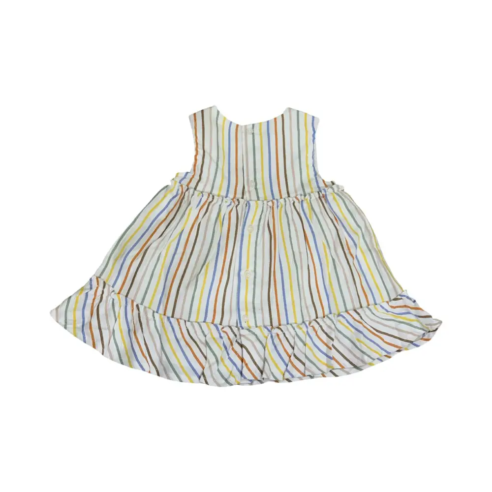 Abito estivo righe colorate Mayoral per bambina con balza e motivo a strisce multicolori