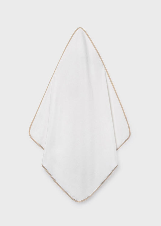 Accappatoio Neonato Mayoral con Cappuccio Morbido in bianco con dettagli beige