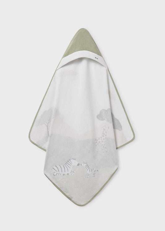 Accappatoio Neonato unisex Mayoral con design di animali su sfondo grigio e verde