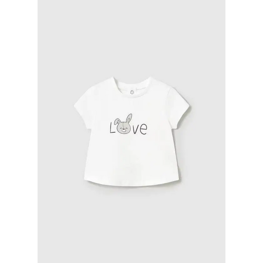 Maglietta bianca con stampa Love e coniglietto della tuta neonato Mayoral 3 pezzi