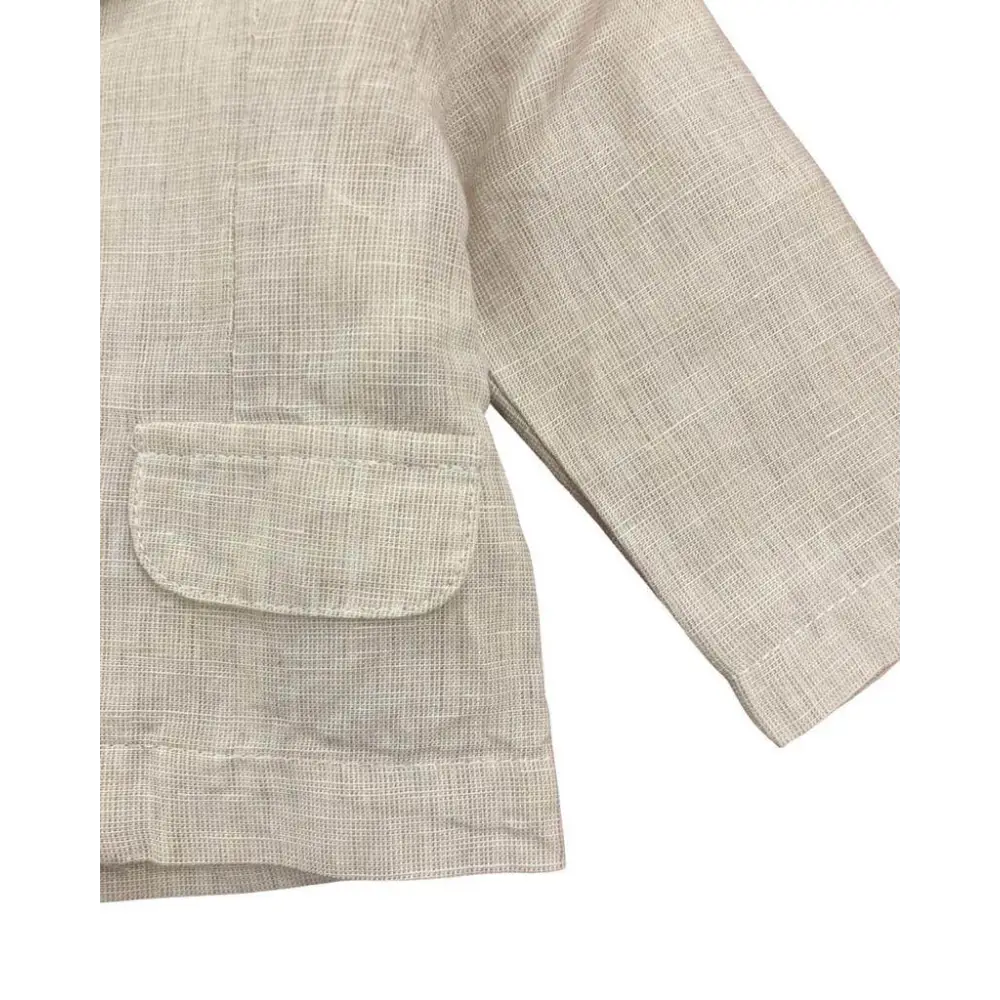 giacca elegante bimbo Minibanda beige in lino effetto canvas con tasca a pattina e manica lunga Sarabanda