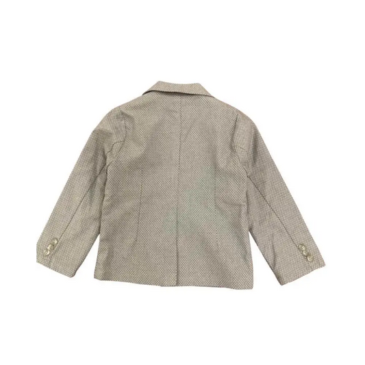 giacca elegante bambino pois grigia Sarabanda vista posteriore con maniche lunghe e bottoni ai polsini ideale per cerimonie