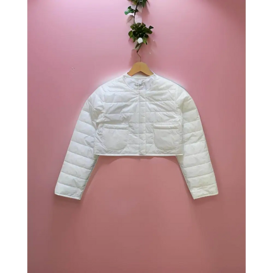 YClu giubbotto corto ragazza 8 16 anni bianco trapuntato con tasche maniche lunghe ideale per primavera