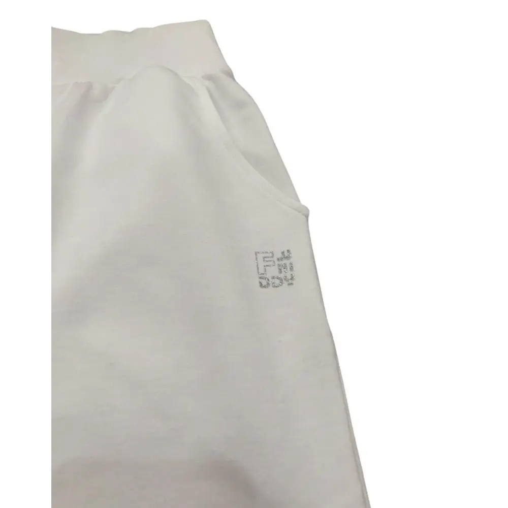 pantaloni tuta bianchi ragazza Freddy con vita alta elastica tasche laterali e logo discreto