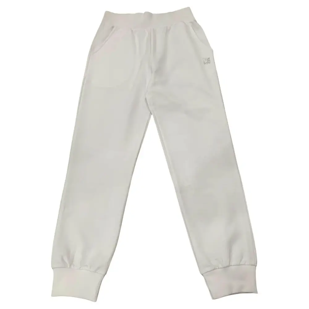 Freddy pantaloni tuta bianchi ragazza con vita elasticizzata polsini a coste e tasche frontali in cotone felpato