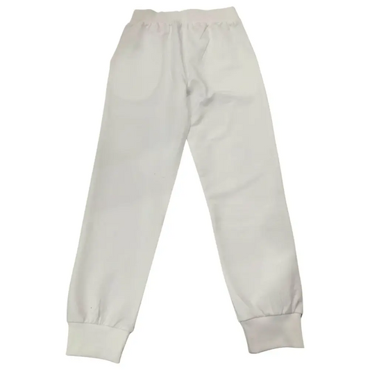 Freddy pantaloni tuta bianchi ragazza in cotone con vita elasticizzata e polsini a costine