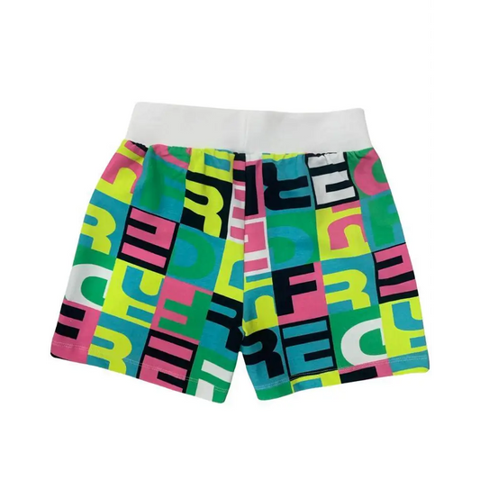 Freddy pantaloncini colorati ragazza 8-16 anni con stampa geometrica multicolore e vita elastica per attività estive