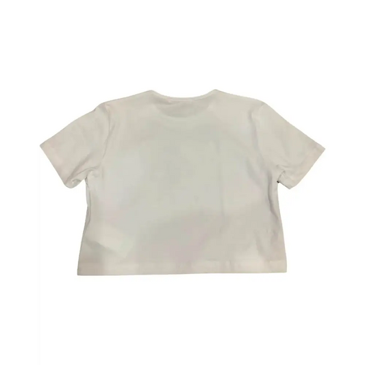 Maglietta corta per ragazza Paris Hilton in cotone bianco, maniche corte, taglio cropped minimal