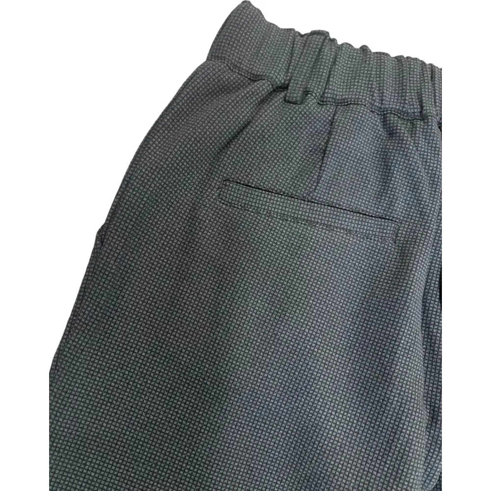 pantaloni eleganti ragazzo 8-16 anni Y Clu grigio microfantasia con elastico in vita e tasca a filetto