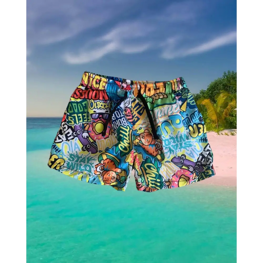 Pantaloncini Mousse costume boxer bambino fantasia mare stampa colorata graffiti cartoon con elastico e coulisse