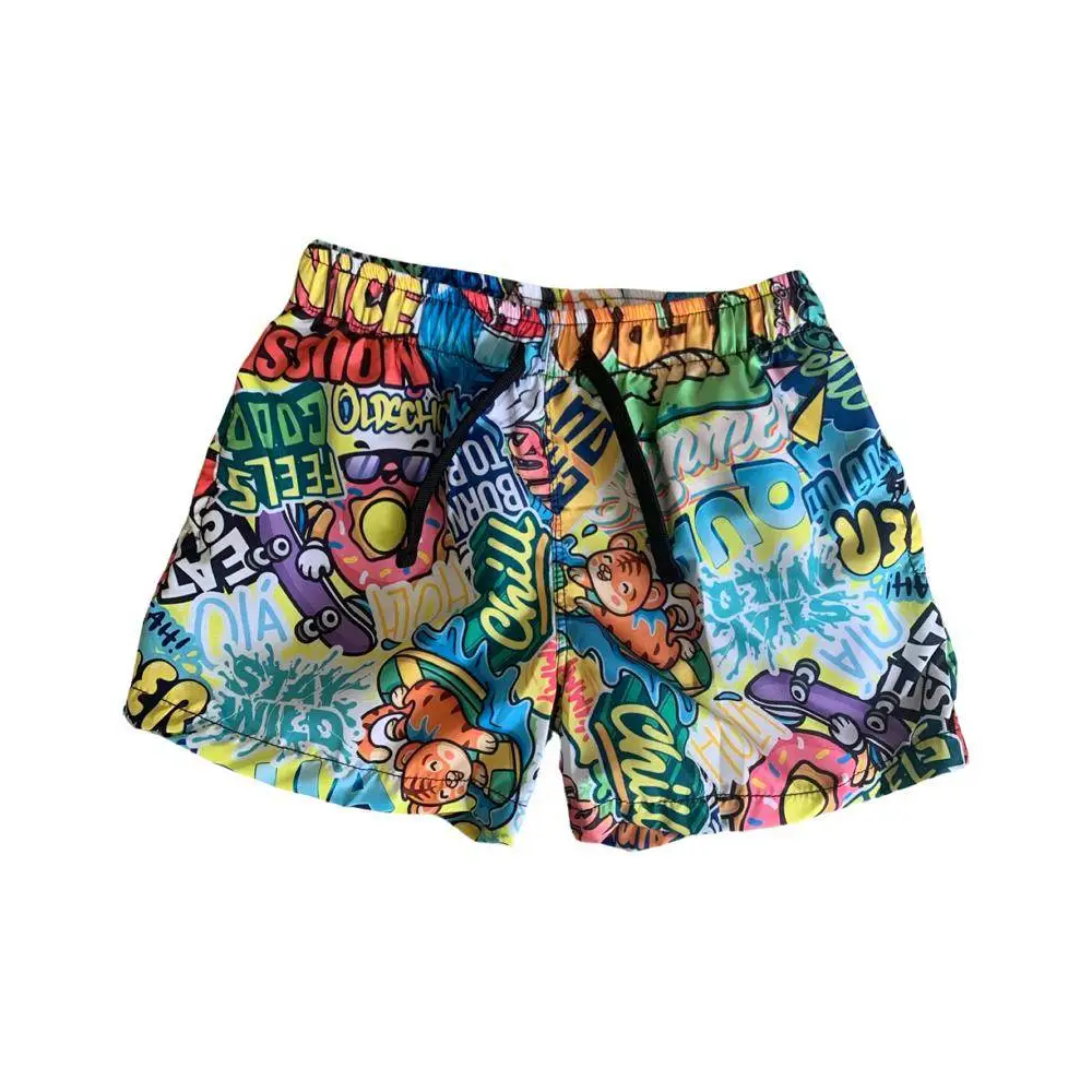 costume boxer bambino fantasia mare Mousse con stampa colorata di pesci e cartoni elastico in vita