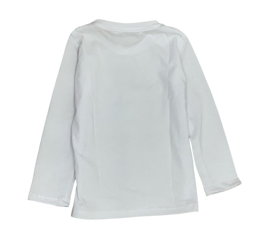 maglietta manica lunga bambino Mousse bianca in cotone vista posteriore semplice e comoda per uso quotidiano