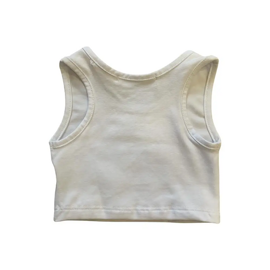 maglietta senza maniche bambina panda Mousse bianca in cotone vista retro semplice e morbida