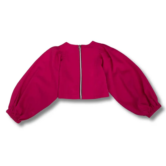 Y-Clù camicia corta fuxia ragazza 8-16 anni con maniche a sbuffo lunghe e zip posteriore elegante