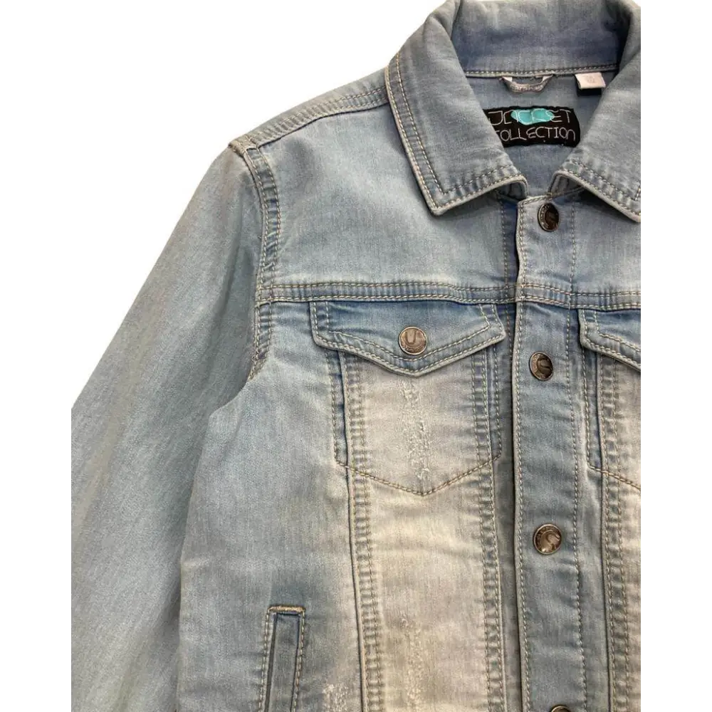 Sarabanda giacca jeans bambino 7 anni in denim chiaro con bottoni in metallo e tasche sul petto