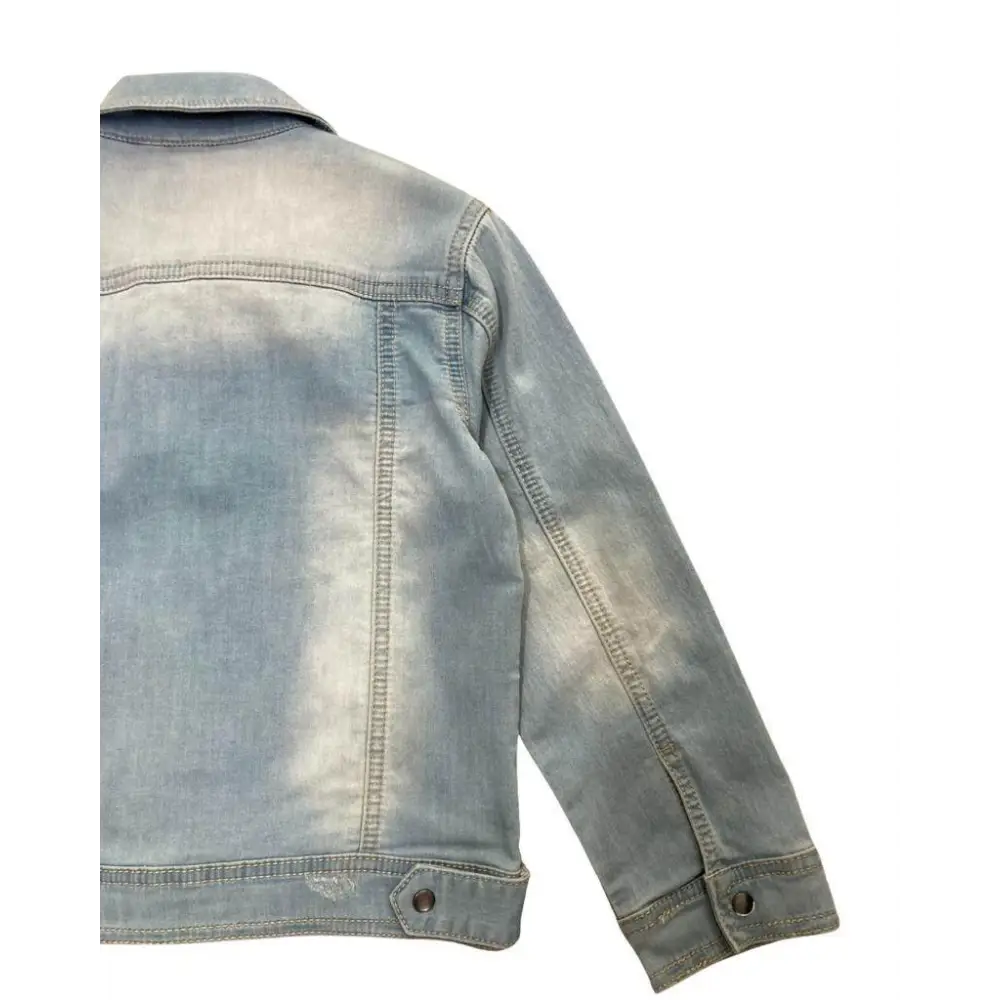 Sarabanda giacca jeans bambino 7 anni in denim chiaro effetto vintage maniche lunghe e cuciture a vista