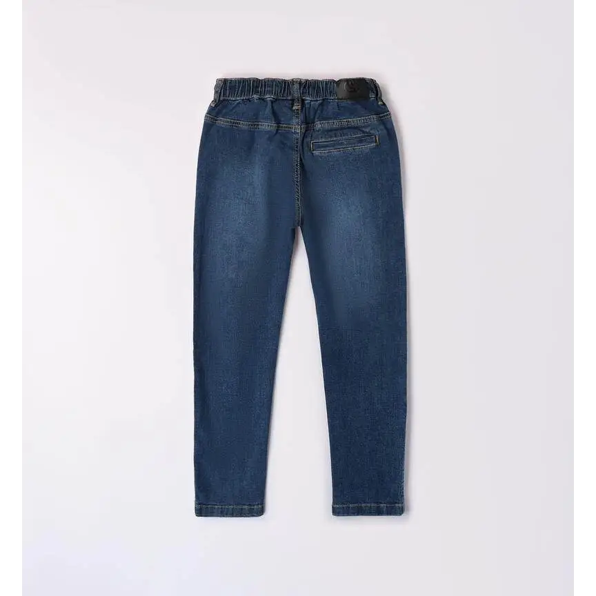 Pantaloni Sarabanda jeans ragazzo con coulisse in denim blu vita elasticizzata e tasche posteriori