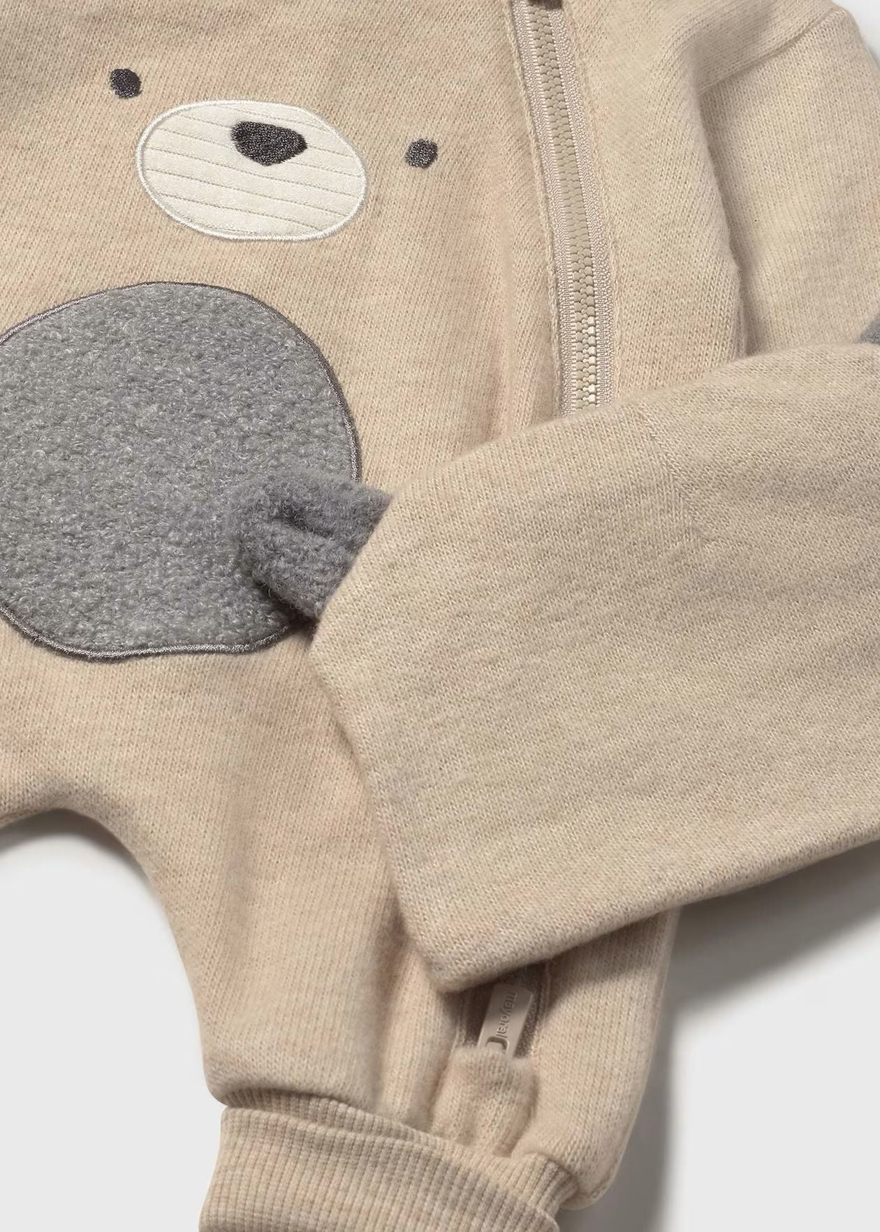 Completo neonato Mayoral in beige con applicazione di animali, pagliaccetto neonato animali morbido e comodo