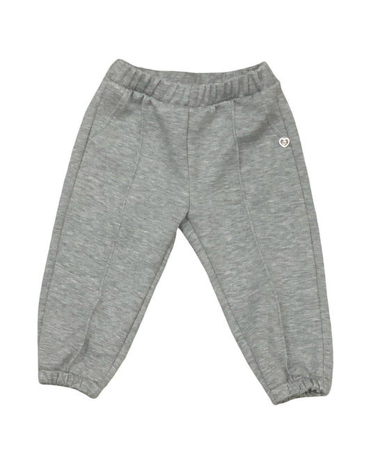 Pantalone baggy grigio melange bambina con elastico e polsini comodi e morbidi per tutti i giorni
