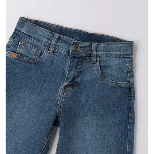 PANTALONE CORTO DENIM stretch Sarabanda in tessuto denim blu elastico con dettagli cuciture