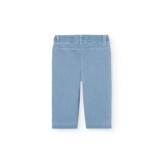 Pantalone largo bambina effetto jeans colore azzurro di Boboli con vita elastica comoda