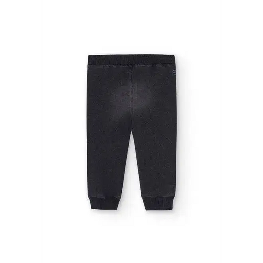 Pantalone morbidi effetto denim Black per Bambino Boboli con elastico in vita e polsini a coste