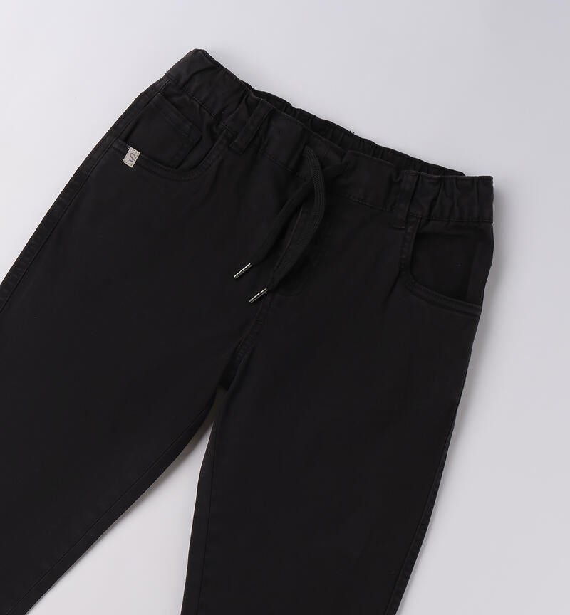 Pantalone ragazzo nero Sarabanda con vita elastica e tasche pratiche