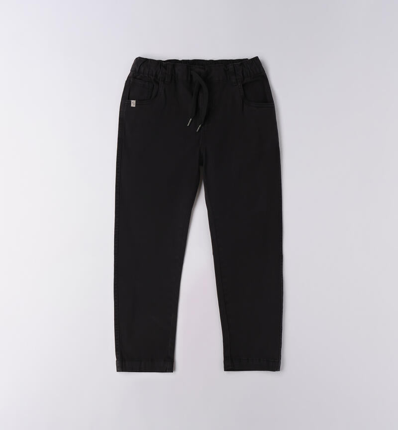 Pantalone ragazzo nero Sarabanda con vita elasticizzata e tasche laterali