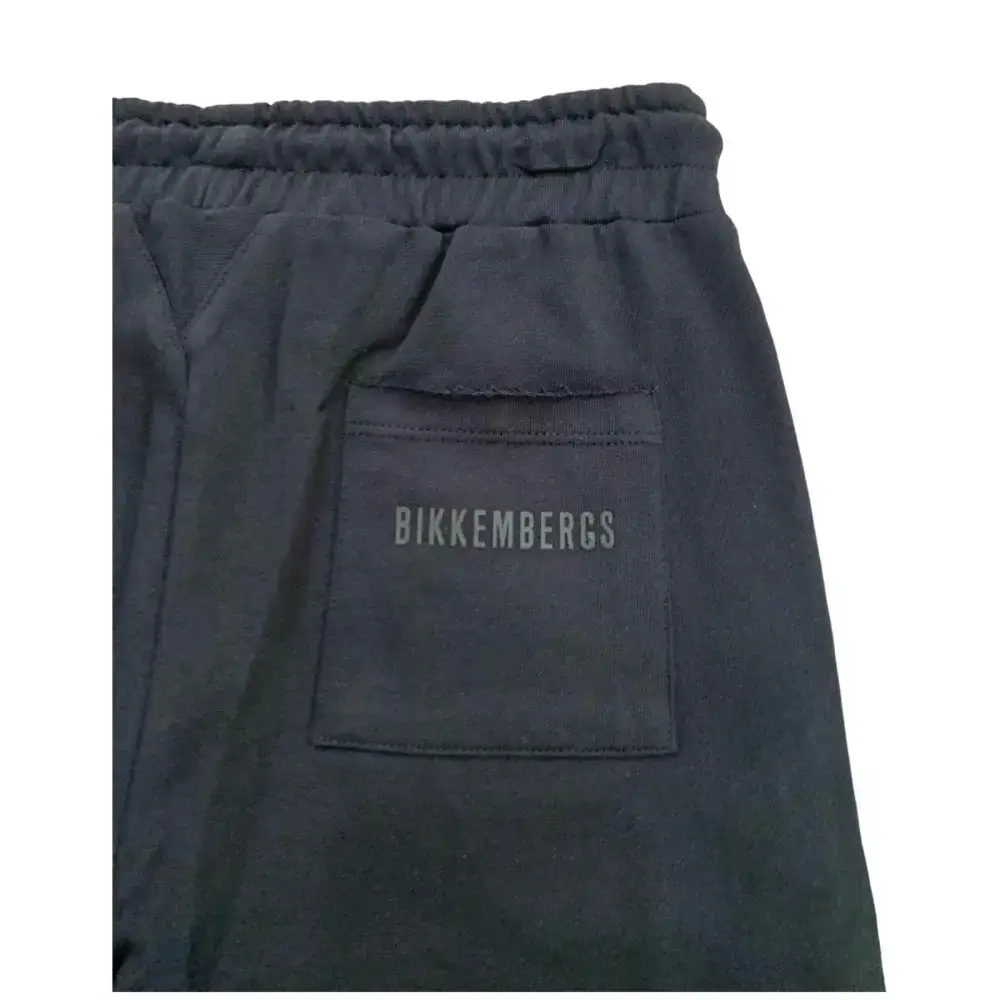 Pantaloni corti per Ragazzo Bikkembergs neri con tasca posteriore elastica e logo stampato