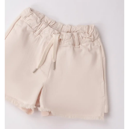 Pantaloni corti tinta unita bambina Sarabanda in colore chiaro con coulisse in vita