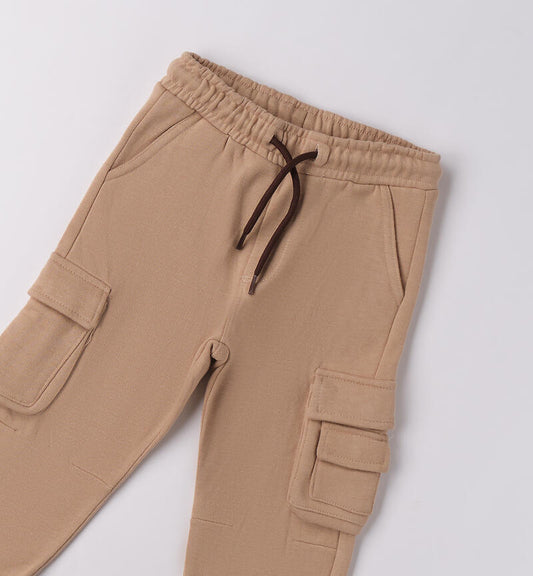 Pantalone Cargo Bambino Sarabanda in Felpa Invernale Beige 2
