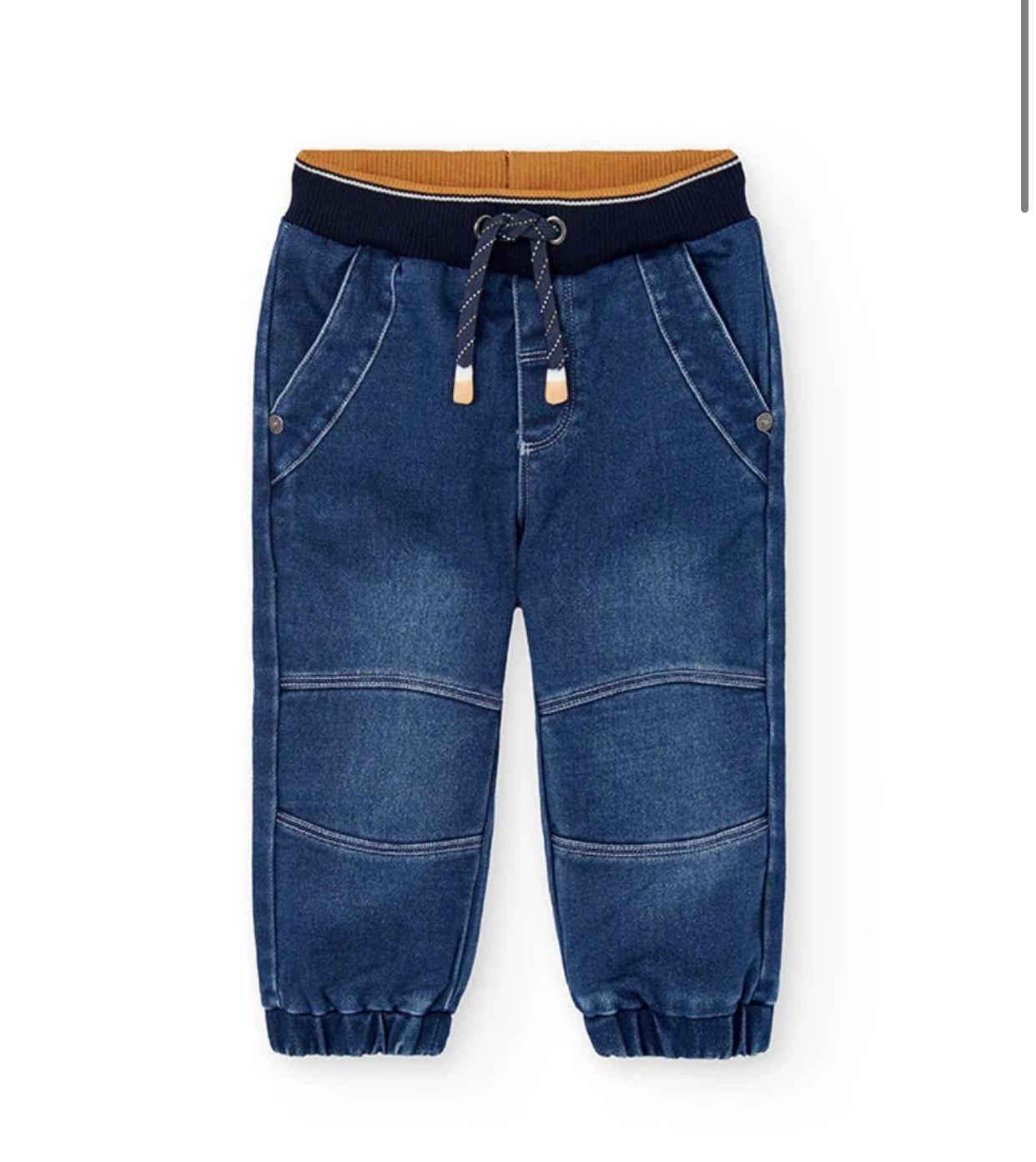 Pantaloni denim bambino in blu con vita elasticizzata e dettagli eleganti per il comfort quotidiano