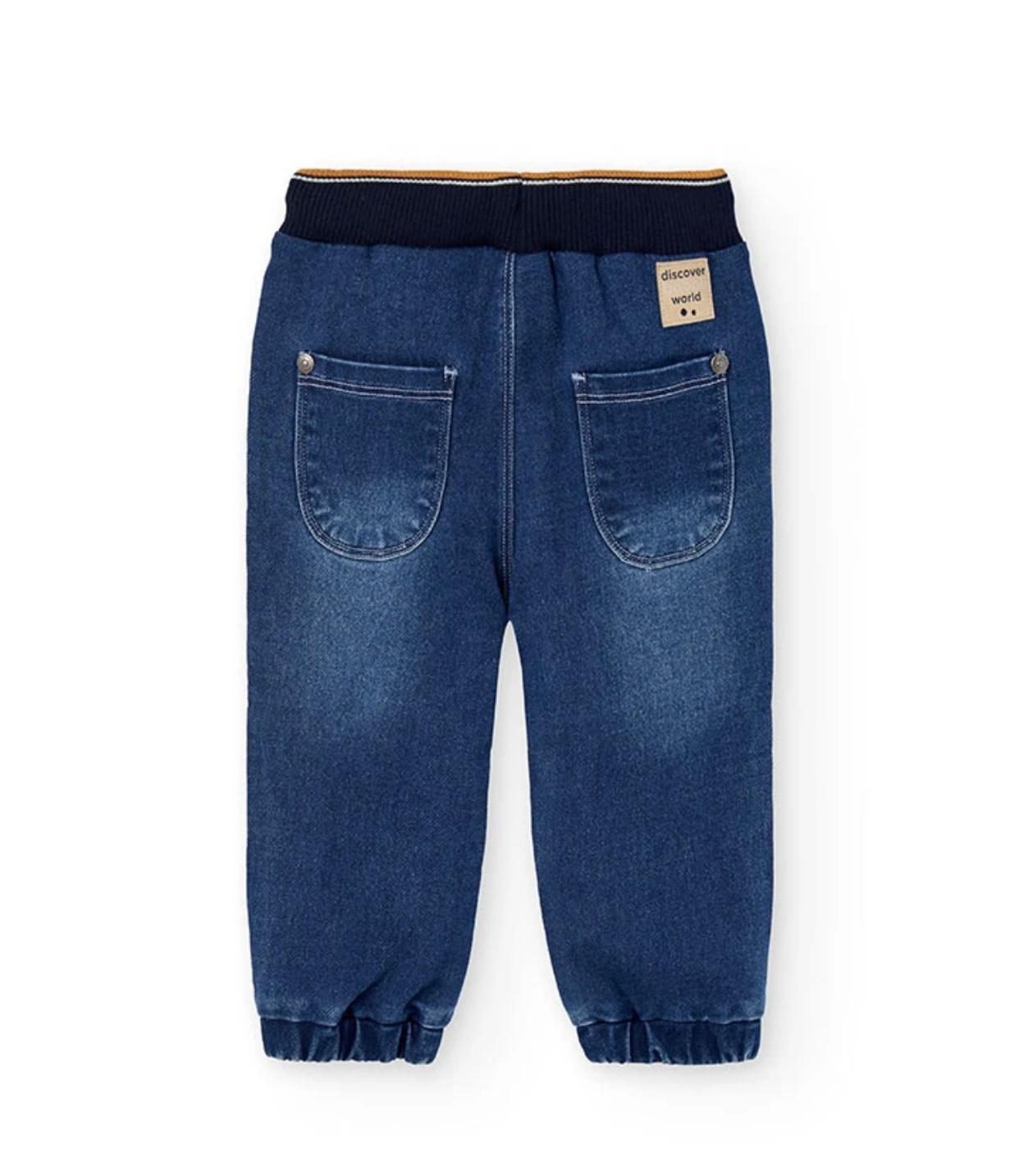 Pantaloni denim bambino Boboli con vita elastica e tasche posteriori per comfort e stile