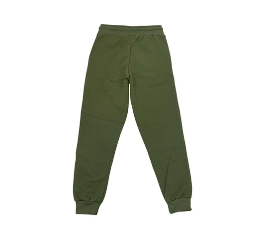 Pantaloni felpa verde militare bambino Lab84 con costine alla caviglia per comfort e stile