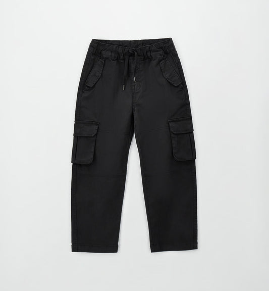Pantalone Wide Fit Nero con Tasconi in Cotone Stretch - Sarabanda - OOPS by BabyBimbo 0-16