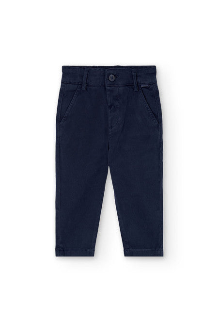 Pantaloni saten bambino di Boboli in color blu scuro con tasche e vestibilità comoda