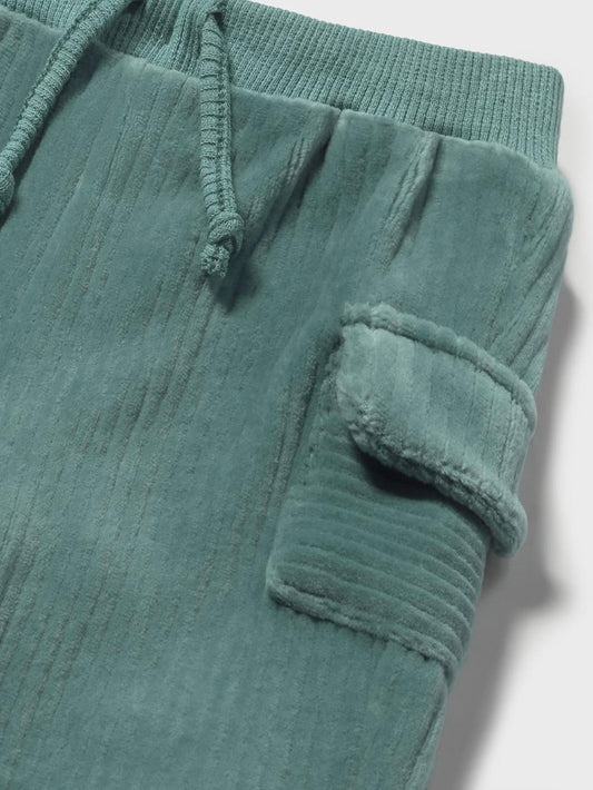 Pantaloni velluto neonato Mayoral in verde con tasca e elastico in vita