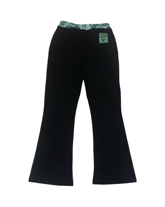 Pantaloni zampa ragazza neri con elastico in vita e logo Freddy sul retro