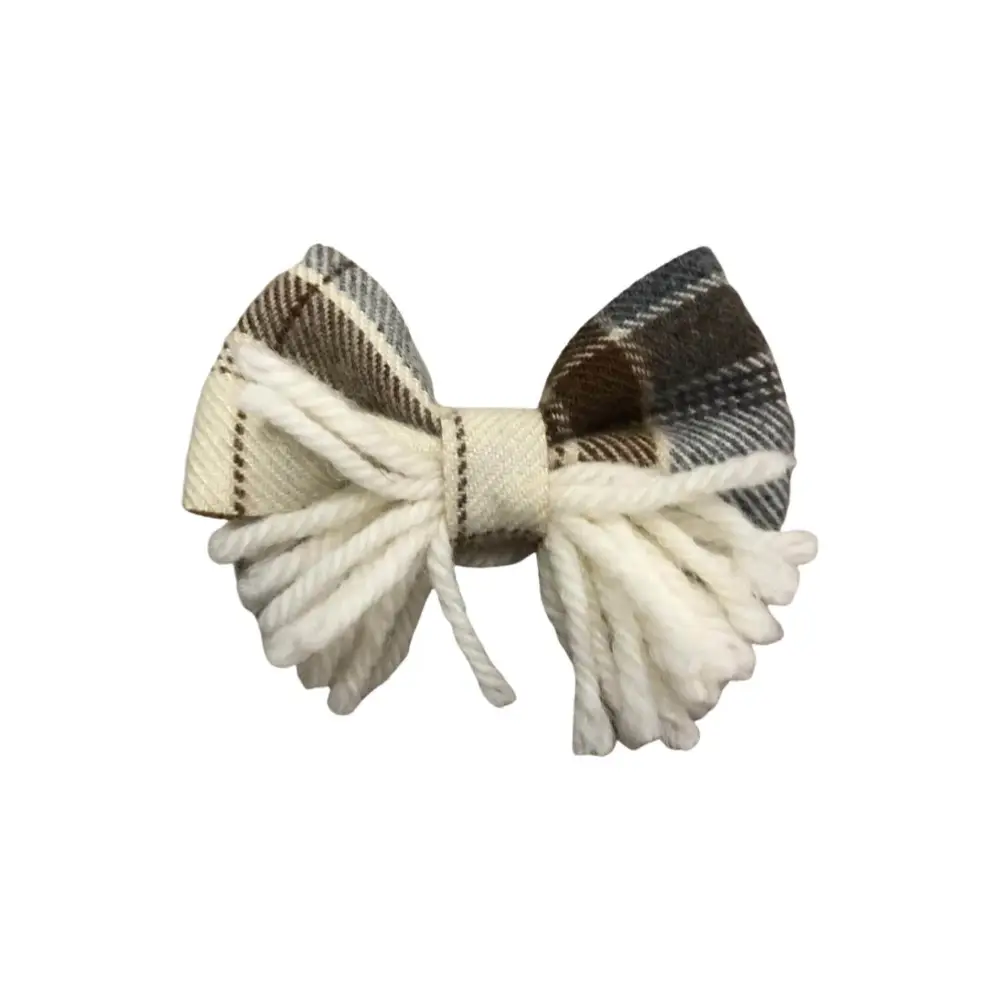 Fiocco decorativo per pantaloncini bambina 6-24 mesi Paris Hilton. Fiocco in tessuto scozzese beige con nappine di lana